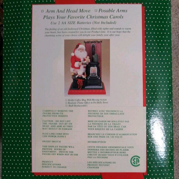 1994 HOLIDAY CREATIONS ANIMATED HOLIDAY SCENE SANTA WITH POT BELLY STOVE - Picture 15 of 16
